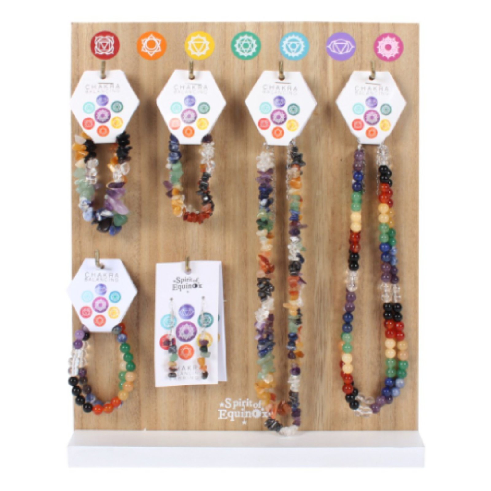 SET OF 18 CHAKRA JEWELLERY PIECES ON DISPLAY